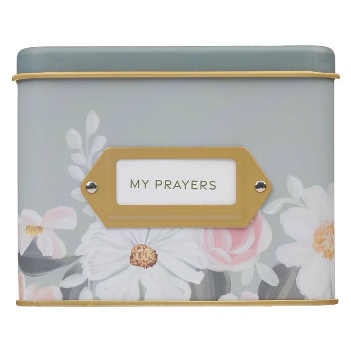 My Prayers "He Restores My Soul" Sage Floral Prayer Tin