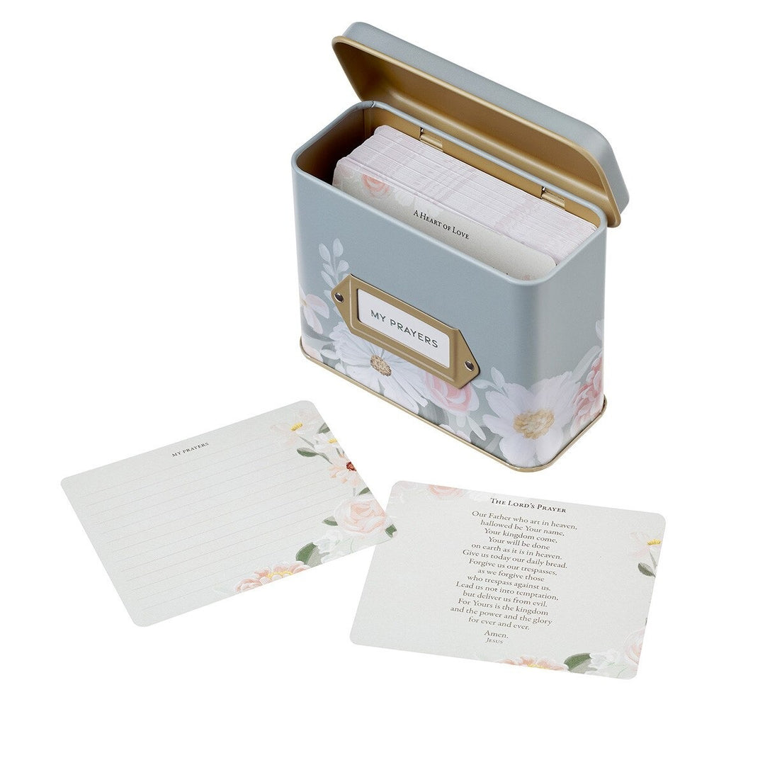 My Prayers "He Restores My Soul" Sage Floral Prayer Tin