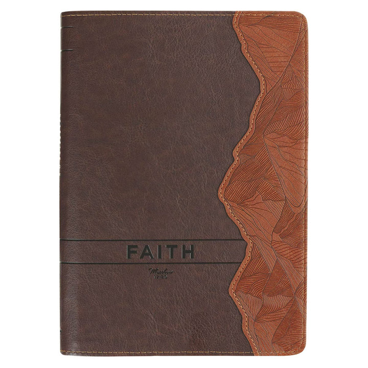 Faith Chestnut Brown Faux Leather Journal with Zipper Closure - Matthew 17:20
