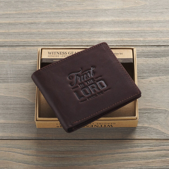 Trust in the Lord Dark Brown Leather Wallet - Proverbs 3:5