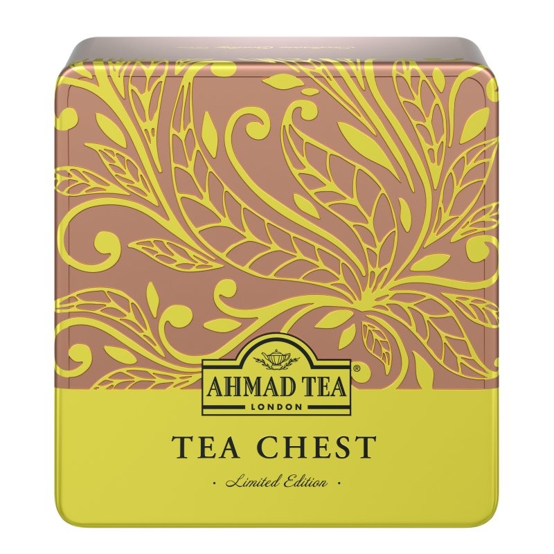 Tea Chest Four Caddy with 4 Black &amp; Green Teas - 40 Teabags