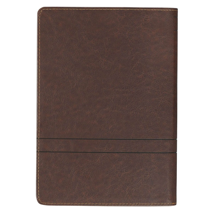 Faith Chestnut Brown Faux Leather Journal with Zipper Closure - Matthew 17:20