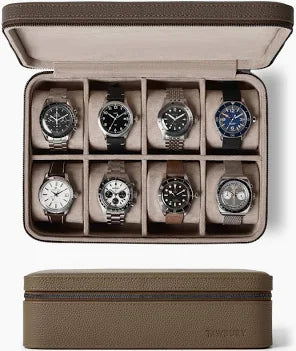 Mele & Co Raffles Brown Bonded Leather Watch Box For Men Fits-1558