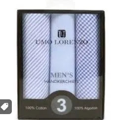 MFB1733- MENS SOLID STRIPED &amp; PLAID BLUE HANDKERCHIEF