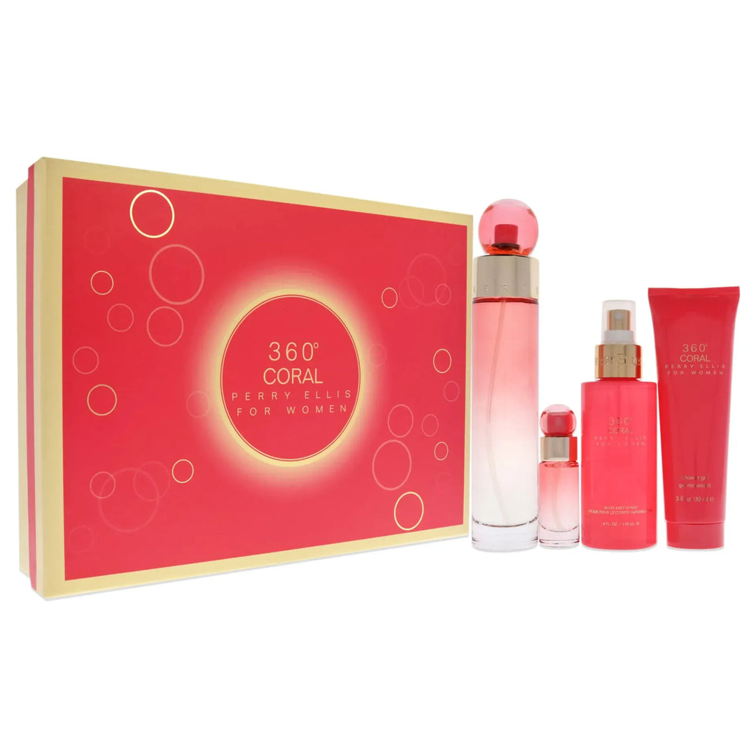 Perry Ellis 360 Coral EDP 4pc Female Gift Set Perfume