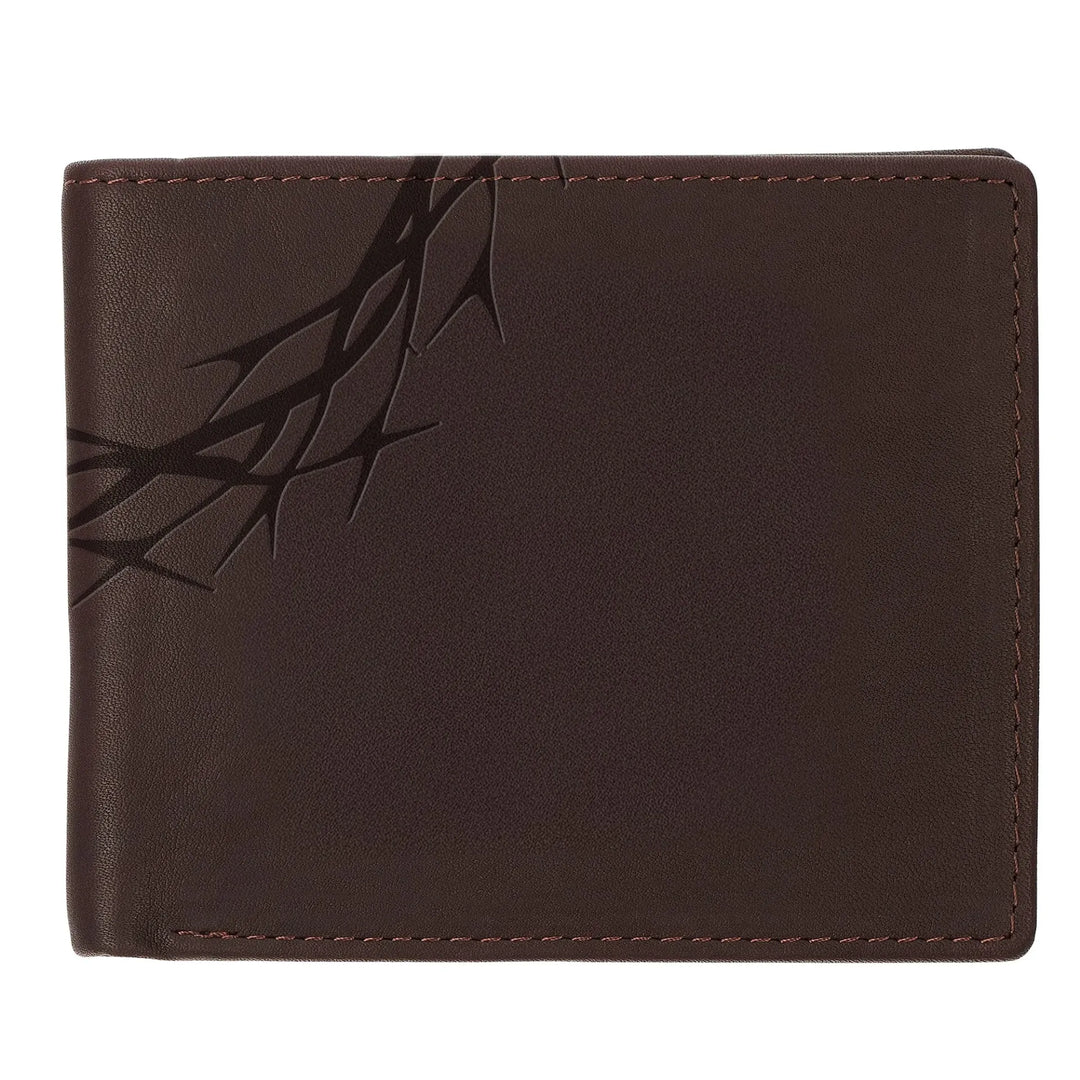WT232-Wallet Leather Brown Crown of Thorns/ Amazing Grace
