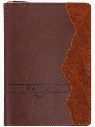JL930-Journal Classic Zip Brown Faith Mountains Matt. 17:20