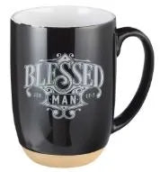 Christian Art Gifts Black Ceramic Blessed Coffee Man Mug-MUG651