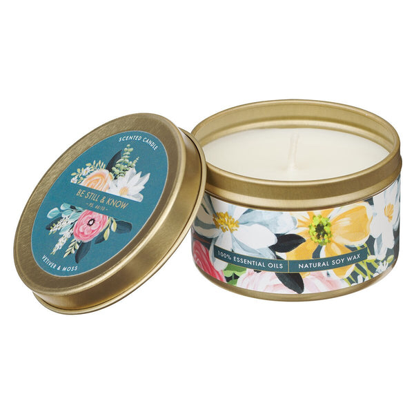 Be Still & Know Vetiver and Moss Candle in a Tin- Psalm 46:10