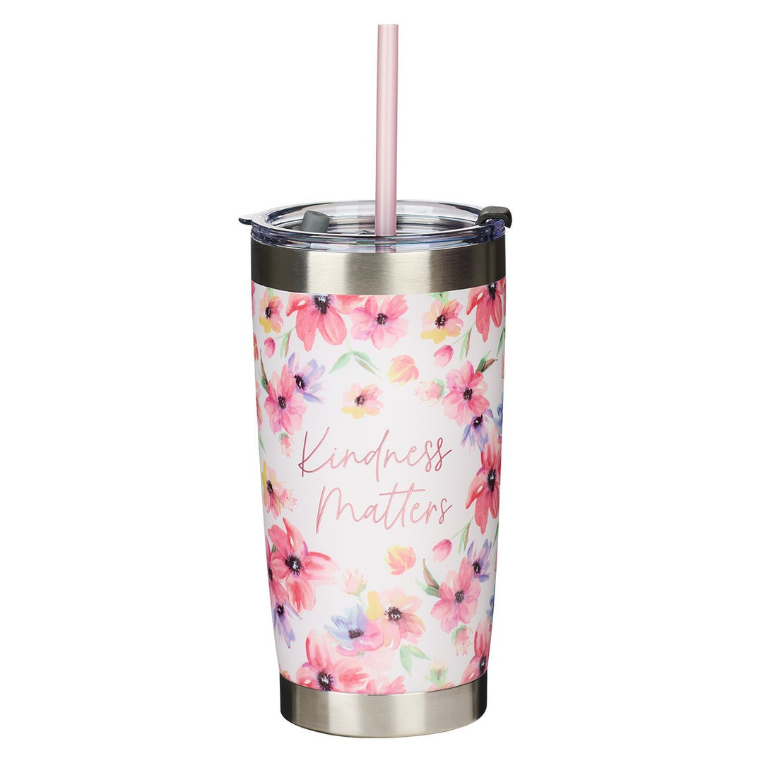 Kindness Matters Pink Cosmos Stainless Steel Travel Mug