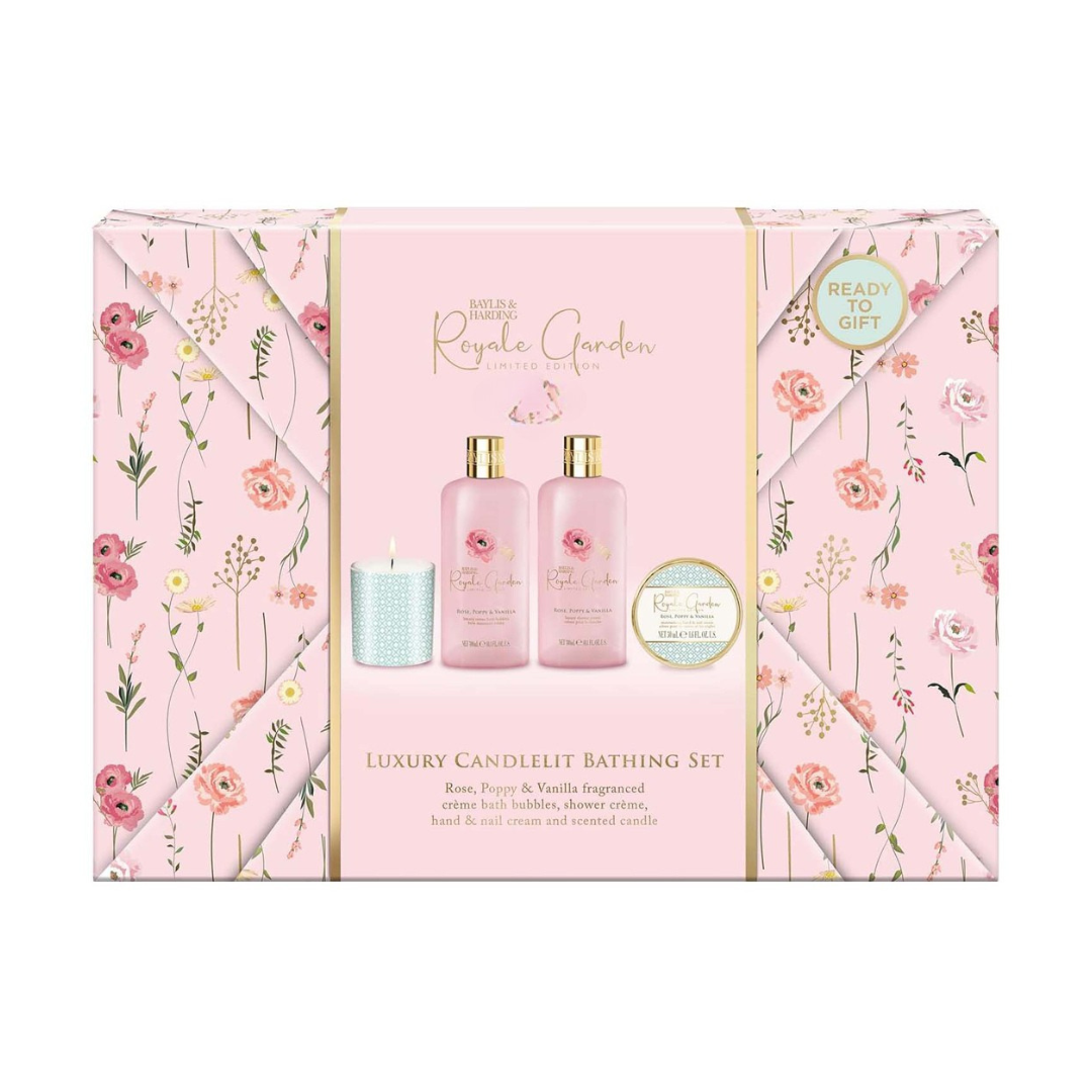 Baylis & Harding Royale Garden Rose, Poppy & Vanilla Gift Wrapped Candlelit Gift Set