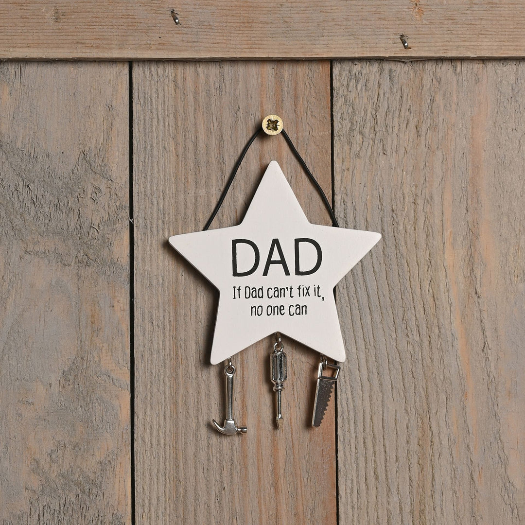 "Dad Can Fix It" Star Hanging Plaque